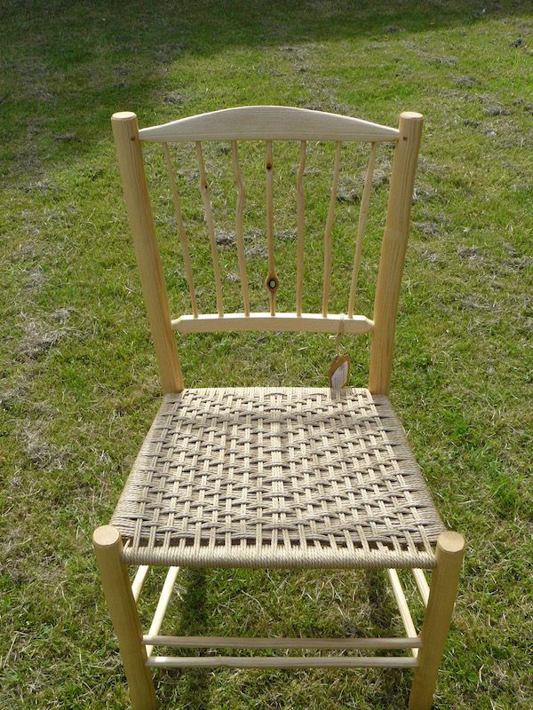 knotty, spindle-back, side chair, dining chair, green woodworking, rustic ash chairs, weaving, twill, chairmaking