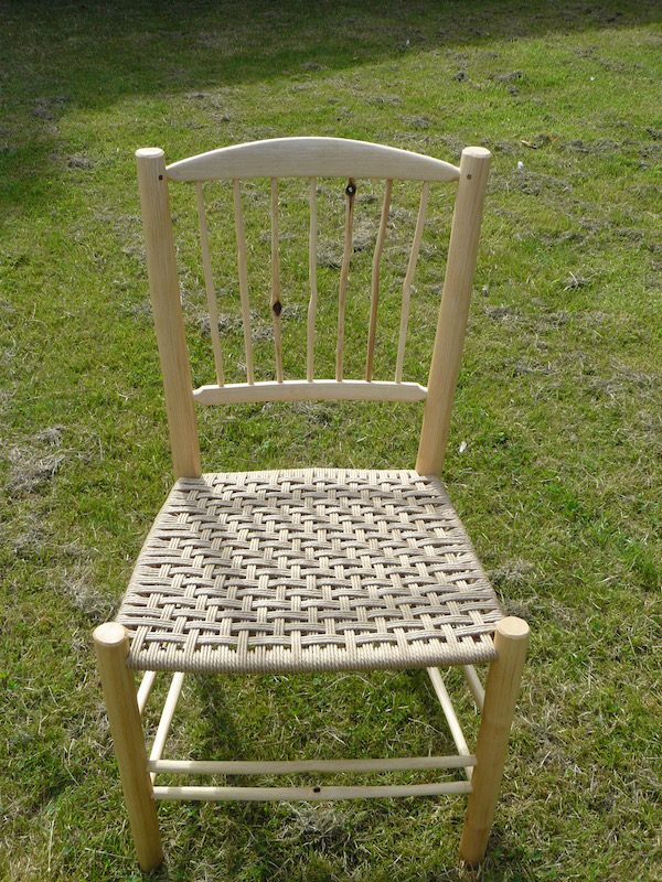 knotty, spindle-back, side chair, dining chair, green woodworking, rustic ash chairs, weaving, twill pattern, chairmaking