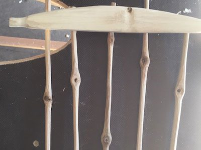 Spindles And Crest Chair Components On A Workbench Ready For Cutting Mortise And Tenon Joints