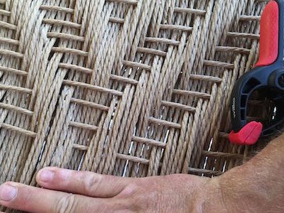 Traditional Craft Seat Weaving With Danish Cord And Clamp For Making A Rustic Ash Chair